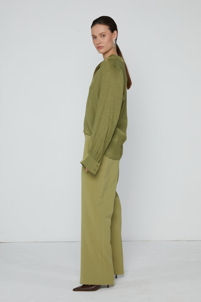 Top 8 V-Neck Blouse | Olive