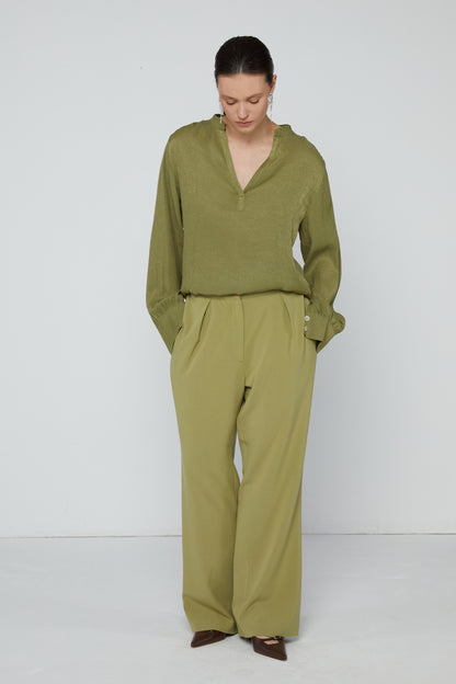 Top 8 V-Neck Blouse | Olive