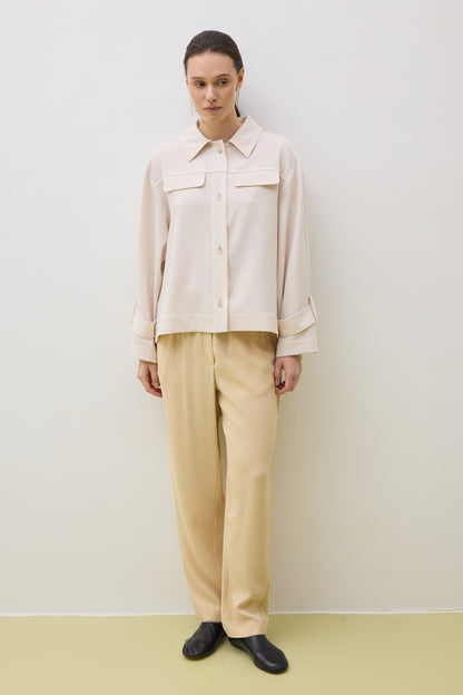 Jacket 2 Relaxed Fit with Pointed Collar | Cream