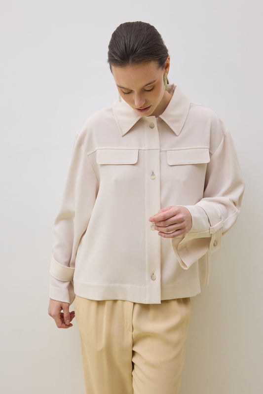 Jacket 2 Relaxed Fit with Pointed Collar | Cream