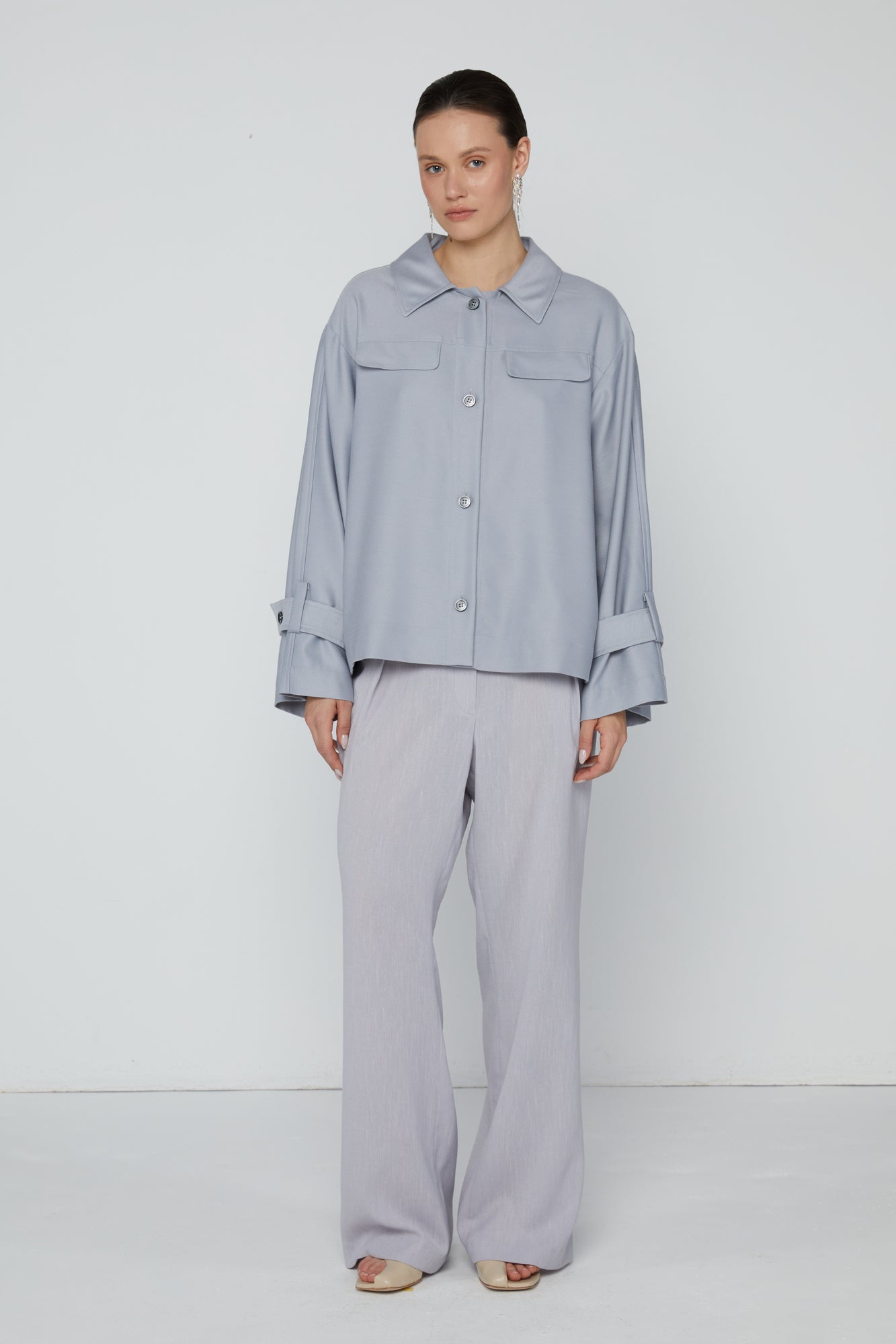 Jacket 2 Relaxed Fit with Pointed Collar | Sky