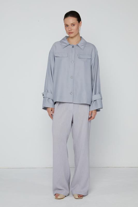 Jacket 2 Relaxed Fit with Pointed Collar | Sky