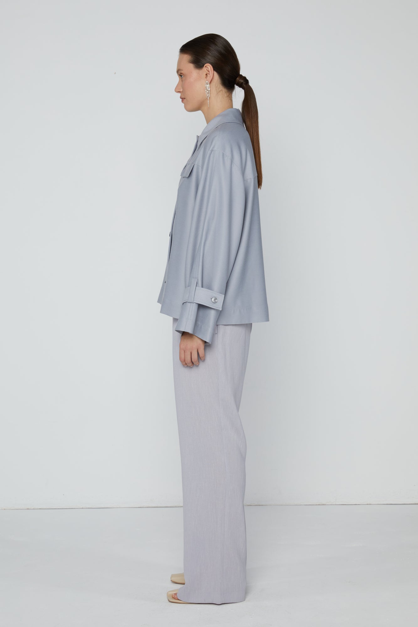 Jacket 2 Relaxed Fit with Pointed Collar | Sky