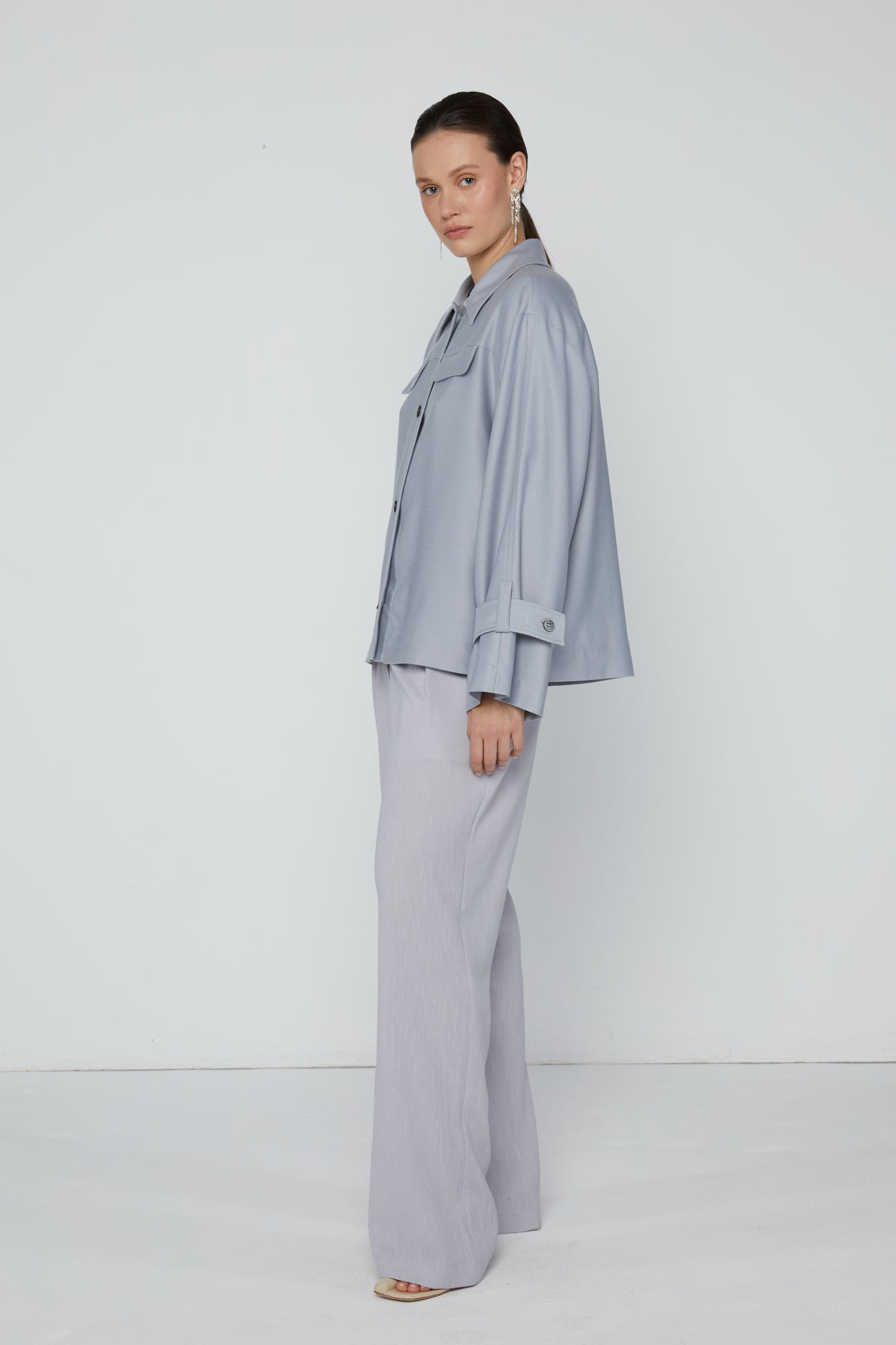 Jacket 2 Relaxed Fit with Pointed Collar | Sky