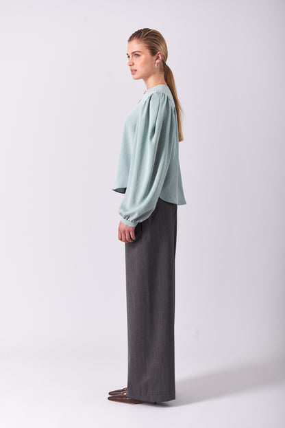 Top 9 Gathered Sleeved Shirt | Aqua