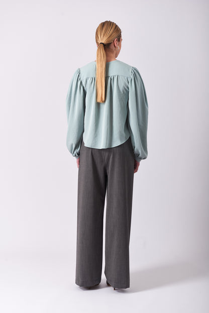 Top 9 Gathered Sleeved Shirt | Aqua