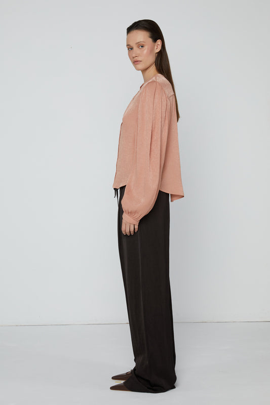 Top 9 Gathered Sleeved Shirt | Peach