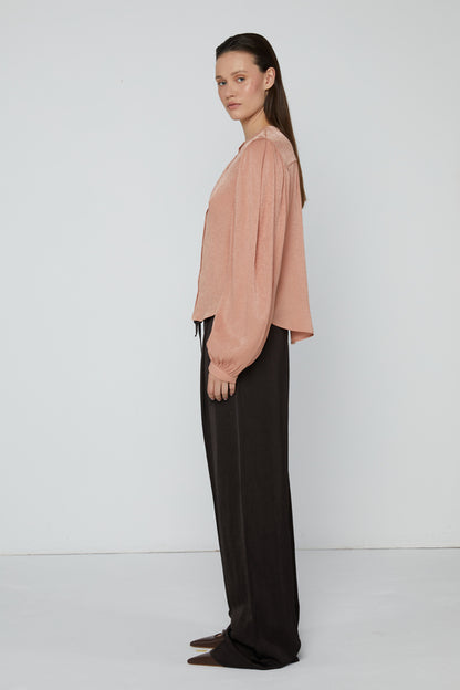 Top 9 Gathered Sleeved Shirt | Peach