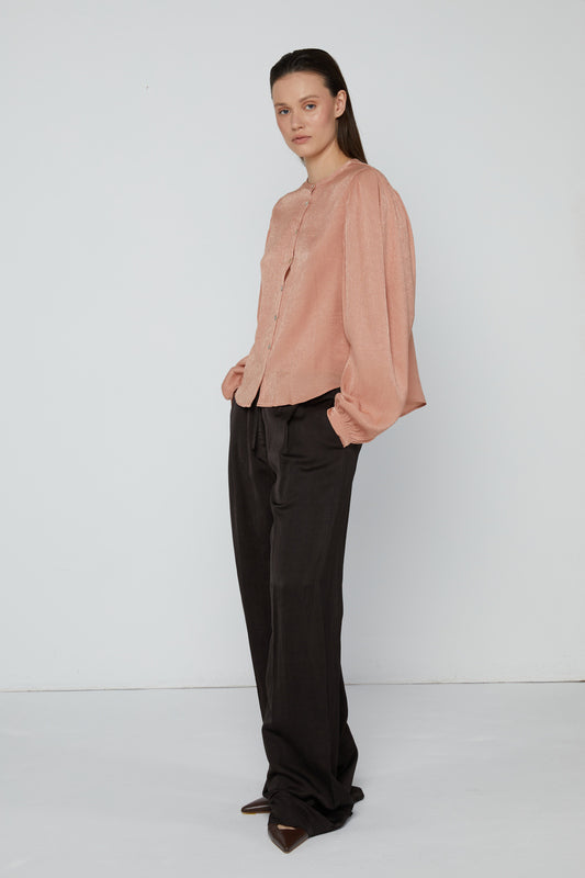 Top 9 Gathered Sleeved Shirt | Peach