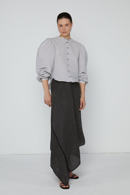 Top 9 Gathered Sleeved Shirt | White