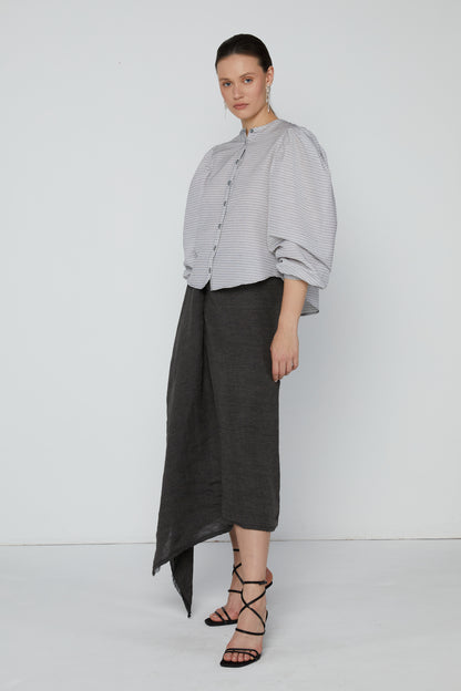 Top 9 Gathered Sleeved Shirt | White