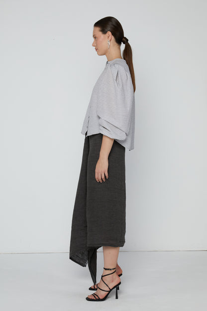 Top 9 Gathered Sleeved Shirt | White