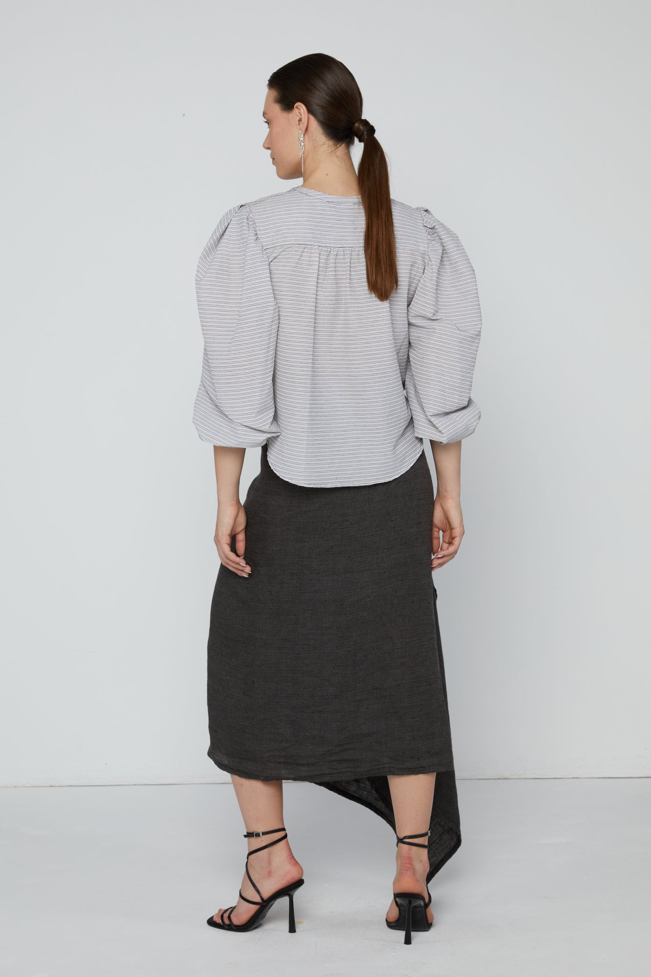 Top 9 Gathered Sleeved Shirt | White